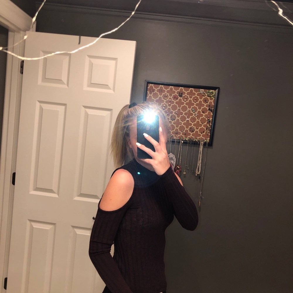 maroon high necked long sleeve